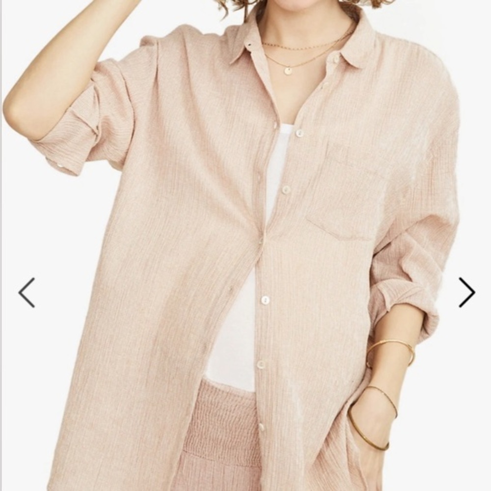 HATCH Collection Maternity Gauze Boyfriend Button-Up Shirt in Mini Gingham